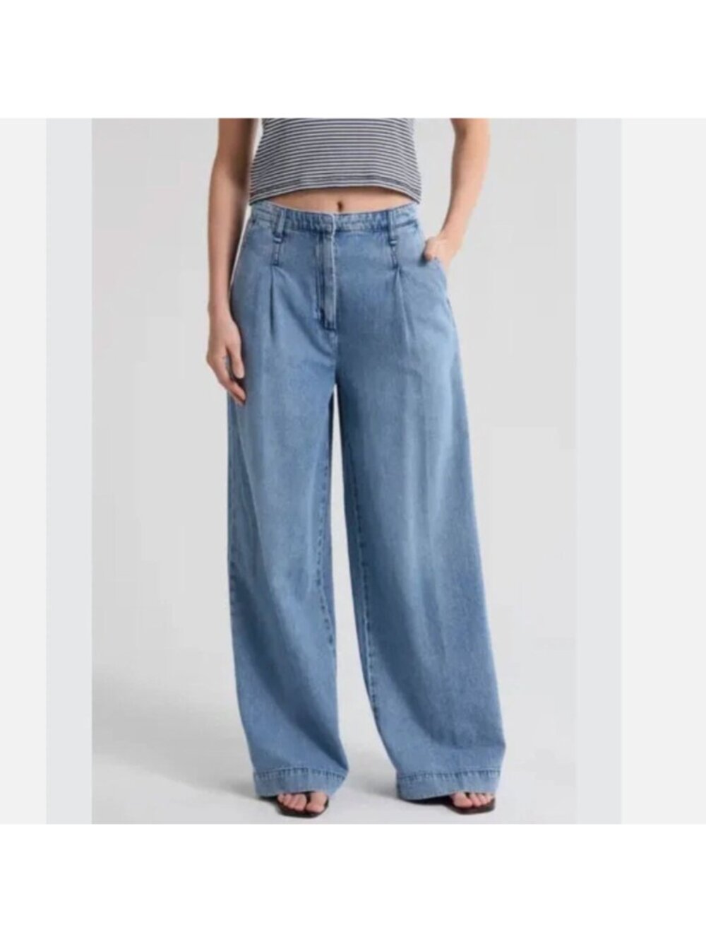 Rag & Bone Aurora Pleated Trouser Wide Leg Jeans in Winwood 27 - Picture 2 of 9